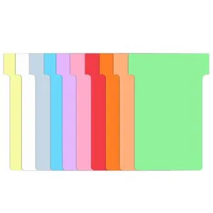 Exacompta T-Karten 57745E, Größe 2, farbig sortiert, Breite 48mm Höhe 85mm, 1000 Stück