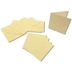 folia 140511 - Doppelkarten ca. 13,5 x 13,5 cm, je 5 Karten (220 g/qm), Kuverts und Einlagen, strohgelb - ideal für Einladungen, Glückwunsch- oder Grußkarten