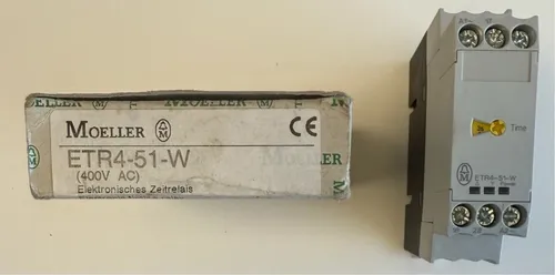 Eaton 031885 ETR4-51-W Zeitrelais - Relais für präzise Zeitsteuerung, 3-60s einstellbar, ideal für industrielle Anwendungen, kompakte DIN-Hutschienenmontage.