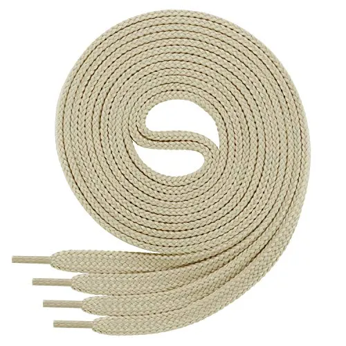 Di Ficchiano 1 Paar SCHNÜRSENKEL hellbeige flach 7mm breit für Sneaker Sportschuhe Lederschuhe - flache Schuhbänder sehr reißfest - Shoe Laces Farbe: hellbeige 60cm