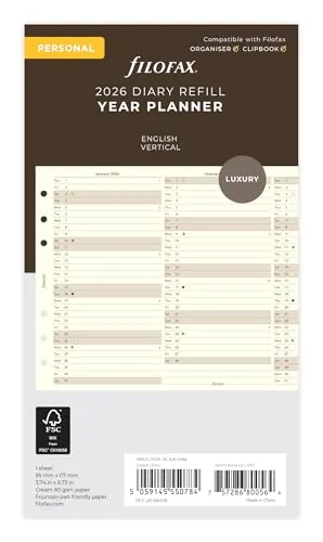Filofax Personal Jahrespl.cotton cr.(E)2026 von Filofax