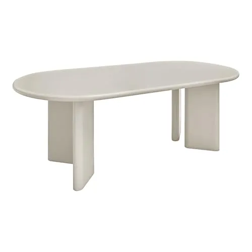 Ovaler Esstisch Nagano - 220x100 cm in Beige-Grau - Moderner Esszimmertisch aus pflegeleichtem MDF mit ovaler Form, ideal für gesellige Runden und festliche Anlässe. Robuste Verarbeitung für langanhaltende Stabilität.