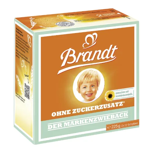 Brandt Vollkorn-Zwieback ohne Zuckerzusatz 225 g