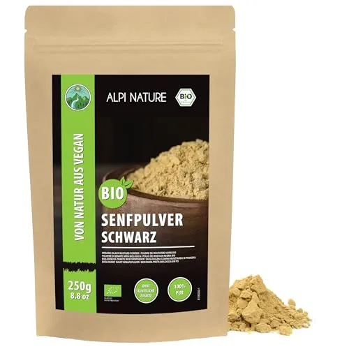 Alpi Nature Senfmehl BIO schwarz braun 250g, Senfpulver bio, Senfmehl schwarz, Senfkörner gemahlen