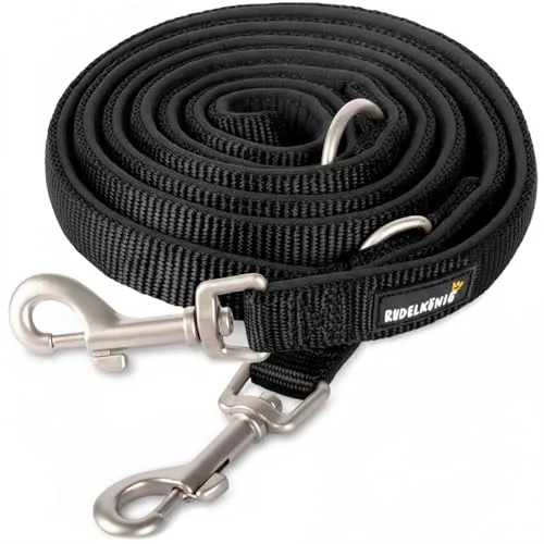 Rudelkönig Führleine Bella - Verstellbare 2,30m Leine für kleine Hunde - Klassische Hundeleinen mit dreifach verstellbarem Design, gepolstert und wetterfest, ideal für Welpen und kleine Hunde - für höchsten Komfort und Kontrolle.