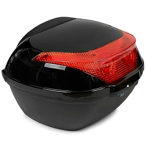 Sevico Top Case Motorradkoffer Schwarz - Topcase für Moped, Mokick und Roller, mit Reflektoren für erhöhte Sicherheit und aus robustem Kunststoff gefertigt.