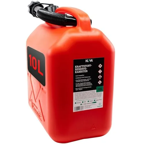 KOVA® 1x Benzinkanister 10L ROT Dieselkanister Reservekanister Kraftstoffkanister 10 Liter Wasserkanister für Benzin Diesel Wasser AdBlue, Auswahl: 5 20 20L ltr 5L 10-Liter-Kanister & Außgießer