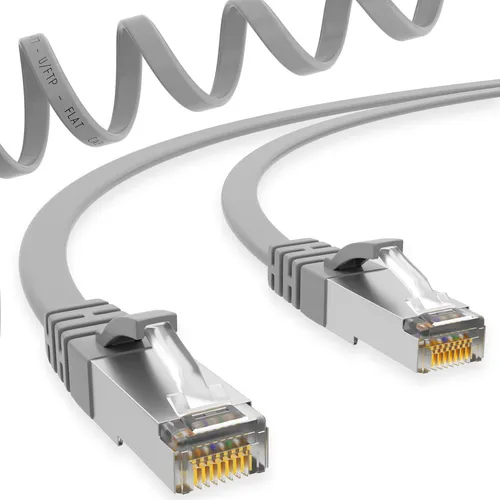 5m 500cm RAW CAT7 RJ45 Patchkabel Netzwerkkabel LAN Slim Flachkabel GRAU Flach