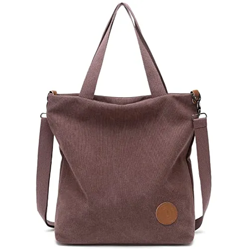 JANSBEN Damen Canvas Handtasche Schultertasche Casual Multifunktionale Umhängetaschen Groß für Arbeit Schule Shopper Lässige täglich