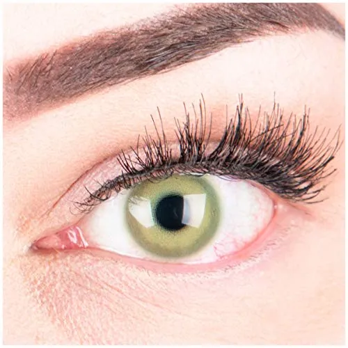 Sehr stark deckende und natürliche grüne Kontaktlinsen SILIKON COMFORT NEUHEIT farbig „Alice Green“ + Behälter von GLAMLENS - 1 Paar (2 Stück) - DIA 14.50 - ohne Stärke 0.00 Dioptrien