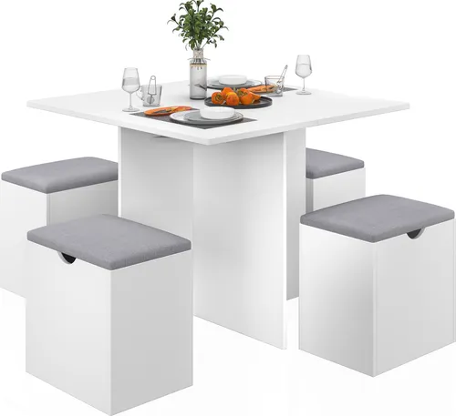 Mondeer 5-teilig Essgruppe mit Aufbewahrungshockern von Mondeer