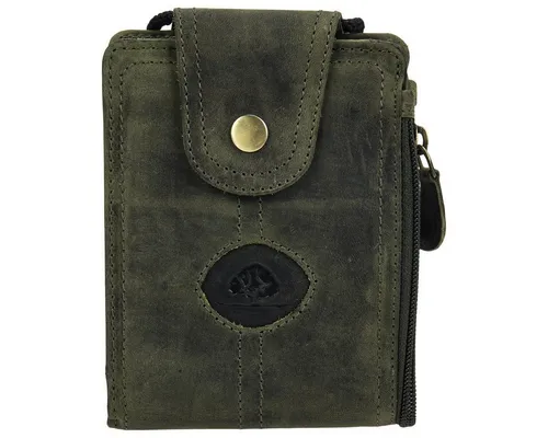 Greenburry Vintage Leder Brustbeutel 324 - Geldbörse aus naturbelassenem Rindleder, handgefertigt und mit vielen Fächern für Karten und Bargeld – ideal für stilvolle Ordnung unterwegs.