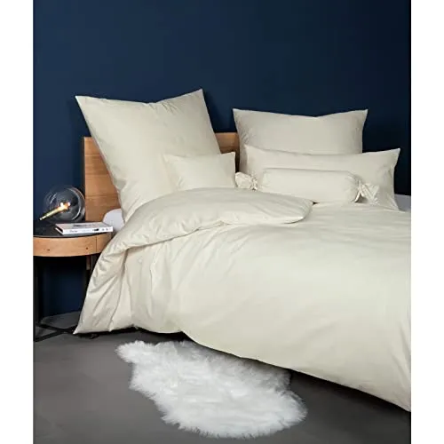 Janine Kissenbezug Mako Satin Kissenhülle Uni Colors 40 x 80 cm Ecru