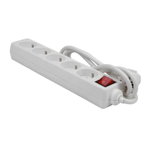 PEREL Perel Steckdosenleiste mit Schalter, 5 Steckdosen Typ E, Kabel 1.5 m, Universal-Netzteil