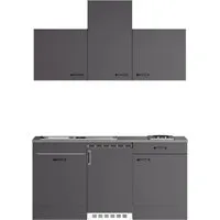 OPTIFIT Miniküche Kiel420 170 cm Anthrazit Matt mit E-Geräten - Moderne Miniküche mit 2-Platten-Kochfeld, Einbauspüle und Unterbaukühlschrank. Die kompakte Lösung für effizientes Kochen und Arbeiten, ideal für kleine Räume. Hochwertige Verarbeitung und flexibler Türanschlag sorgen für optimale Nutzung.