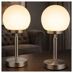 GLOBO LIGHTING LED Tischleuchte mit Touchdimmer - Elegante Tischlampe mit fest verbautem LED-Leuchtmittel. Farbwechsel zwischen Kalt-, Warm- und Tageslichtweiß für individuelle Lichtstimmungen. Ideal für Wohnräume und als Nachttischlampe.