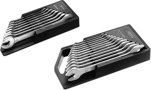 Hazet Maulschlüssel 450N/8RS Satz, 8-teiliges Doppelmaulschlüssel Set 6-22mm - Maulschlüssel Set für präzises Arbeiten, mit verchromter Oberfläche und praktischem Kunststoff-Klemmhalter zur Wandbefestigung. Made in Germany, ideal für Profis und Heimwerker.