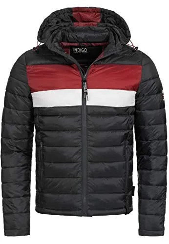 Indicode Herren Hampshire Steppjacke | Winterjacke in Daunenjacken-Optik Ultra Black, M - Leichte und strapazierfähige Winterjacke mit wärmender Wattierung. Ergonomischer Schnitt für hohen Tragekomfort und elastische Bündchen für optimalen Sitz und Wärme. Ideal für Übergangszeiten.