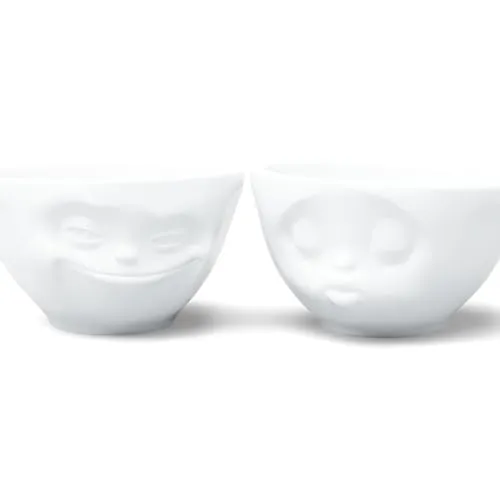 TV Tasse Schälchen-Set Nr. 1 Küssend Grinsend - Servierplatten & -schalen, 2 mittlere Keramikschalen (200ml), spülmaschinenfest und ideal für kreative Tischdekoration in Küche oder Esszimmer.
