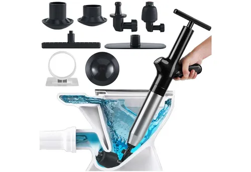 SURFOU Rohrreinigungspumpe - Effektiver Abflussreiniger für Toiletten und Waschbecken - Wasserpumpen - Leistungsstarker Luftdruck-Abflussreiniger mit 4 Aufsätzen, ideal für alle Abflussarten und umweltfreundlich ohne Chemikalien.