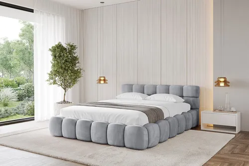 ALTDECOR Polsterbett LEYA v1 mit Matratze H3/H4 und Bettkasten