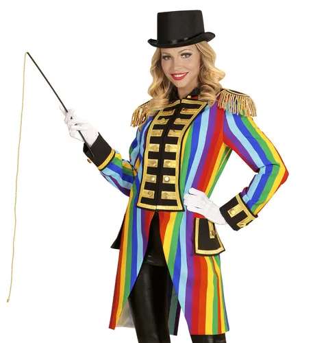 W WIDMANN MILANO Party Fashion - Regenbogen Frack Kostüm - Kostüm-Outfits für Erwachsene, vielseitig einsetzbar als Clown, Zirkusdirektorin oder Rockstar, mit elegantem Design und einfachem An- und Ausziehen dank Reißverschluss.