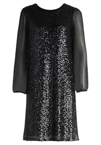 Betty & Co Damen Partykleid mit Pailletten 46, Schwarz