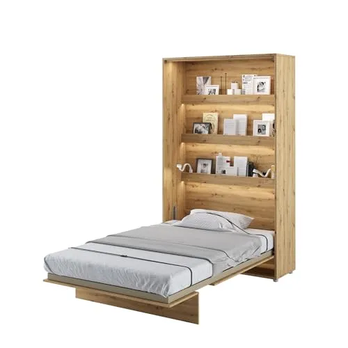 MEBLINI Schrankbett Bed Concept - Vertikales Klappbett mit Lattenrost - Platzsparendes Wandbett mit stabilem Metallrahmen und praktischem SOFT-CLOSE Mechanismus für müheloses Öffnen und Schließen. Ideal für kleine Räume.