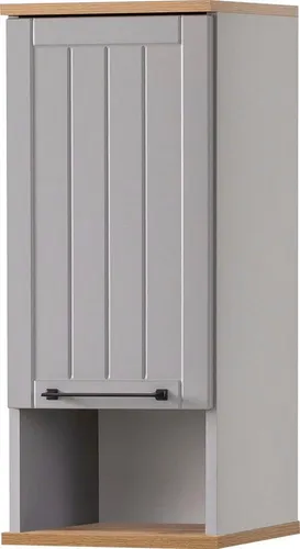 Hängeschrank Möbelpartner Jelda - Platzsparend und stilvoll - Badezimmerschrank, Höhe: 70.8 cm, Breite: 30.3 cm, Länge: 20.5 cm, in platingrau-eiche, ideal für kleine Badezimmer und bietet zusätzlichen Stauraum.