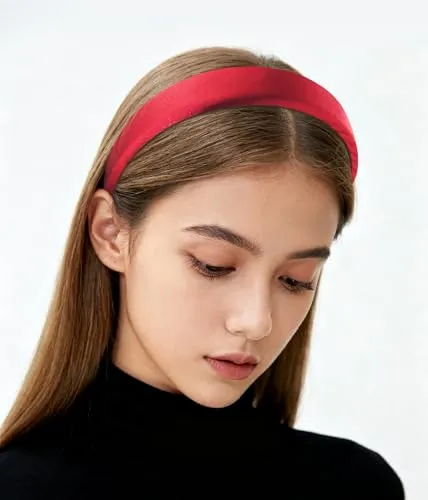 axy Haarreif mit Stoff gepolstertes Candy Colours und Satin Bezogen - Wunderschön Damen Stirnband Haarschmuck Haarreifen HRK7A (Rot)