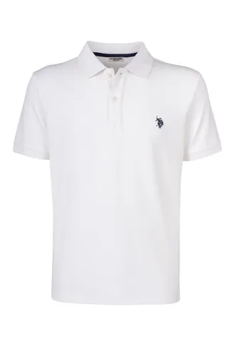 U.S. Polo Assn. Herren Poloshirt Weiß Größe L - Herren Plussize Poloshirt von U.S. Polo Assn. in elegantem Weiß, ideal für lässige Anlässe. Bequem und stylish mit Polokragen und Label-Stickerei.