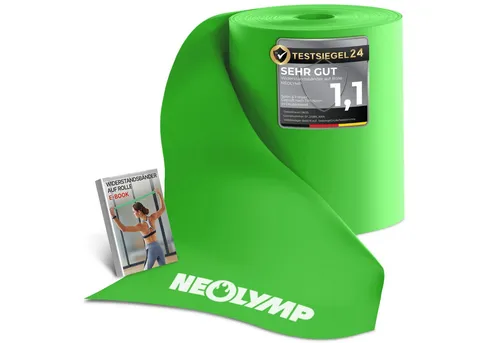 NEOLYMP Physiobänder Widerstandsbänder auf Rolle – Zuschneidbare Fitnessbänder aus TPE, Elastische Resistance Bands in 5 Stärken & 3 Längen – 15 cm breit