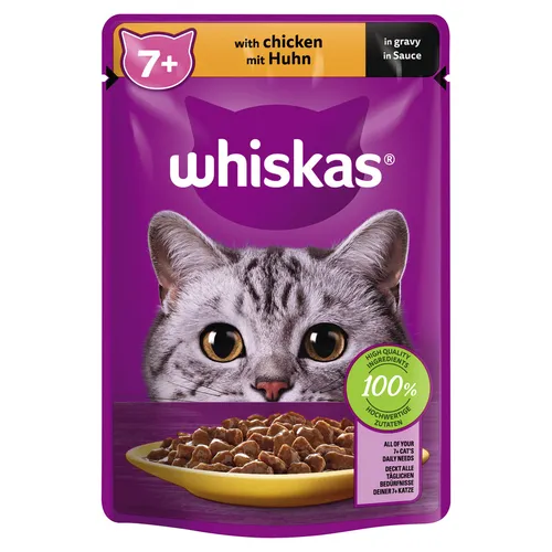 Whiskas 7+ mit Huhn in Sauce 85 g, Katzenfutter, UVP 0,72 EUR, NEU