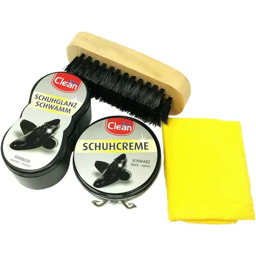 Schuhpflegeset 4-teilig Schuhputzset Schuhbürste Schuhcreme Lederpflege
