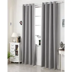 WOLTU Verdunklungsvorhang mit Ösen, Dunkelgrau 135x175 cm von WOLTU