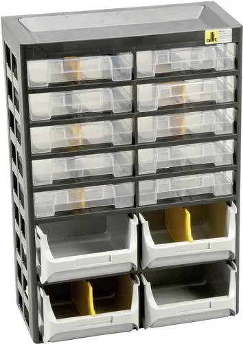 Allit 458140 Lagermagazin VarioPlus Basic D 21 - Leere Behälter mit Ablagefach im Deckel für Werkzeuge oder Kleinteile, ideal für eine organisierte Werkstatt und optimale Aufbewahrung.