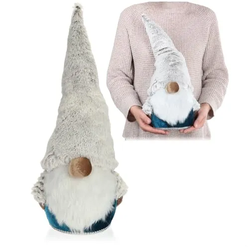 com-four® Premium Weihnachts-Wichtel für die Weihnachtsdeko - skandinavische Figur als Dekoartikel - schwedischer Gnom-Aufsteller als Tischdeko - Sammlerfigur - Santa Claus mit Styroporkörper