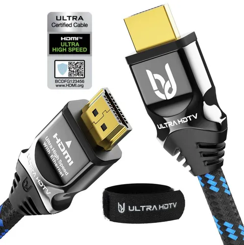 UltraHDTV Ultra High Speed HDMI 2.1 Kabel 200 cm - HiFi-Kabel mit 48 Gbps für 8K@60Hz & 4K@120Hz, unterstützt HDR10+ und eARC für ein beeindruckendes Audio- und Videoerlebnis.