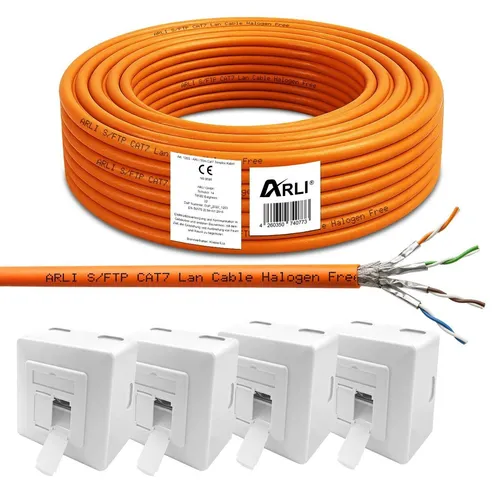 50m Cat 7 Netzwerkkabel mit 4x Cat6a Dose