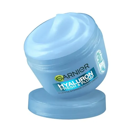 Garnier Hyaluron Fresh & Plump Sorbet Creme – Leichte Gesichtspflege für prallere Haut – 50ml - LEICHTE TEXTUR: Die Sorbet Creme zieht schnell ein und hinterlässt ein frisches Hautgefühl. Angereichert mit Hyaluronsäure und Niacinamid spendet sie intensive Feuchtigkeit für ein geschmeidiges Hautbild. Ideal für die tägliche Pflege.