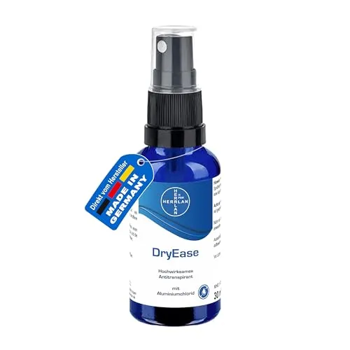 Antitranspirant DryEase 30 ml - Hochwirksamer und effektiver Schutz vor Schweiß und Geruch bei primärer als auch bei sekundärer Hyperhidrose I HERRLAN-Qualität I Made in Germany