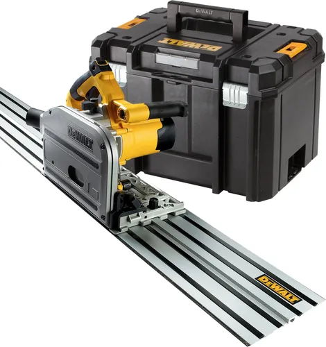 DEWALT Tauchkreissägenset 55 mm mit T-STAK-Box VI - Sägen: Präzise Tauchkreissäge mit variablem Schnittgeschwindigkeit und flacher Schutzhaube für wandbündige Schnitte, ideal für professionelle Anwendungen.