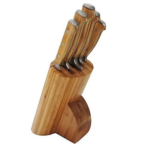 Schäfer Messerset 6-teilig mit Bambusblock - Küchenmesser-Set mit 6 hochwertigen Messern, inklusive Brotmesser und Kochmesser, platzsparend im eleganten Bambusblock. Ideal für jede moderne Küche!