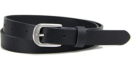 Frentree Ledergürtel MADE IN GERMANY, schmaler Gürtel aus echtem Leder, 2 cm Damen Echtleder Gürtel, Schwarz