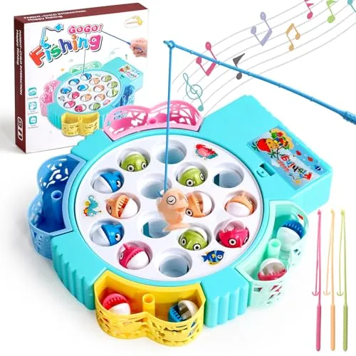 yoptote Angelspiel Spiele ab 3 Jahren- Angelspiel ab 4 Jahre Fische Angeln Spiel Kinder Spielzeug ab 3 Jahre, Angeln Brettspiel Game Set Geschenke für 3 4 Jährige, Musik und Pädagogischem Spielzeug