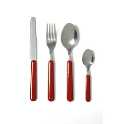 Excelsa Besteckset 24 Stück Fashion Stahl Rot - Elegantes 24-teiliges Besteckset aus hochwertigem Stahl mit roten Kunststoffgriffen. Spülmaschinenfest und ideal für stilvolle Tischdekoration.