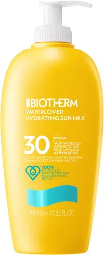 Biotherm Waterlover Hydrating Sun Milk SPF30 400 ml - Körperpflege mit SPF30, schnell einziehende Sonnenmilch für Gesicht und Körper, hinterlässt keine weißen Rückstände und duftet frisch nach Zitrusfrüchten.
