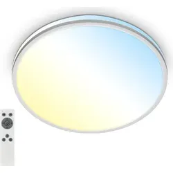 LED Deckenlampe dimmbar mit Fernbedienung - Moderne Lampe für Wohnzimmer und Flur, 22W LED mit 2400 Lumen, stufenlos dimmbar und Farbtemperatur anpassbar von 3000K bis 6500K für optimale Lichtstimmung.