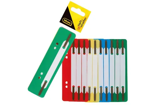 Idena Aktenordner Idena 300411 - Heftstreifen, 10 Stück, in 4 Farben, aus Kunststoff