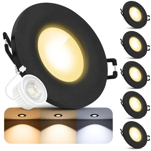SSC-LUXon 6x BEDA Einbaustrahler LED schwarz – IP65 Deckenleuchte mit 3 Lichtfarben - Moderne Deckenleuchte für drinnen und draußen. Der SSC-LUXon BEDA bietet drei einstellbare Lichtfarben und schützt zuverlässig in Feuchträumen. Ideal für stilvolle Beleuchtung und einfache Montage.